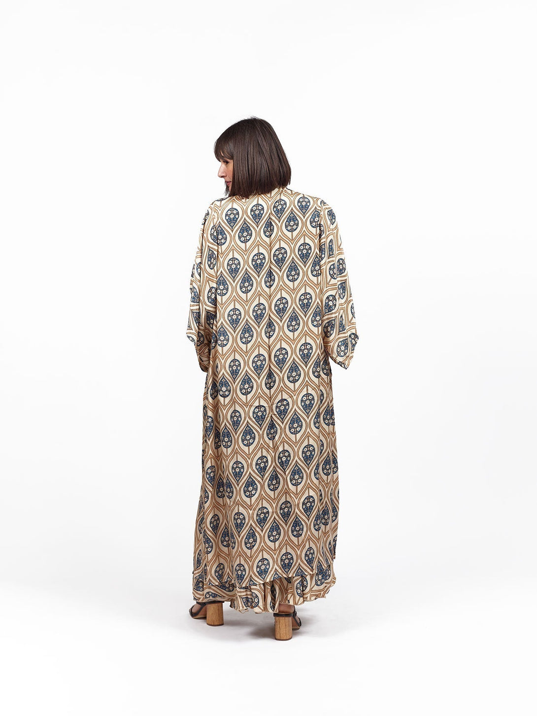 Kimono lungo seta cintura Conny - avorio - Bijondo