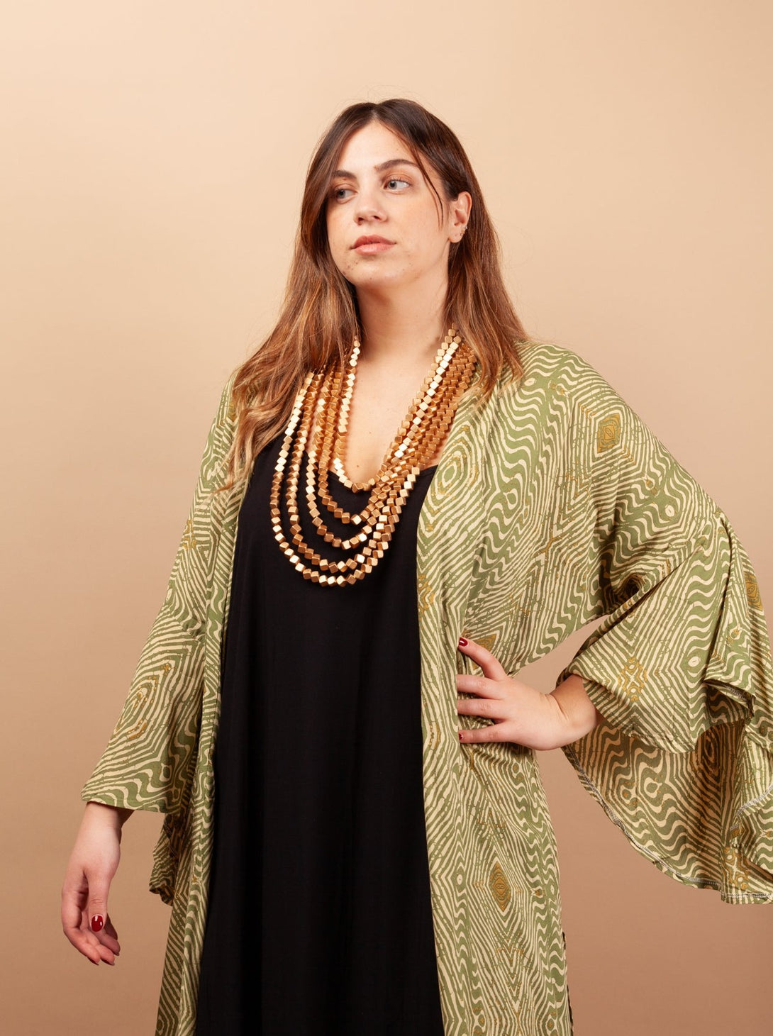 Kimono rayon Aurelia-Bijondo-verde-taglia unica-Bijondo