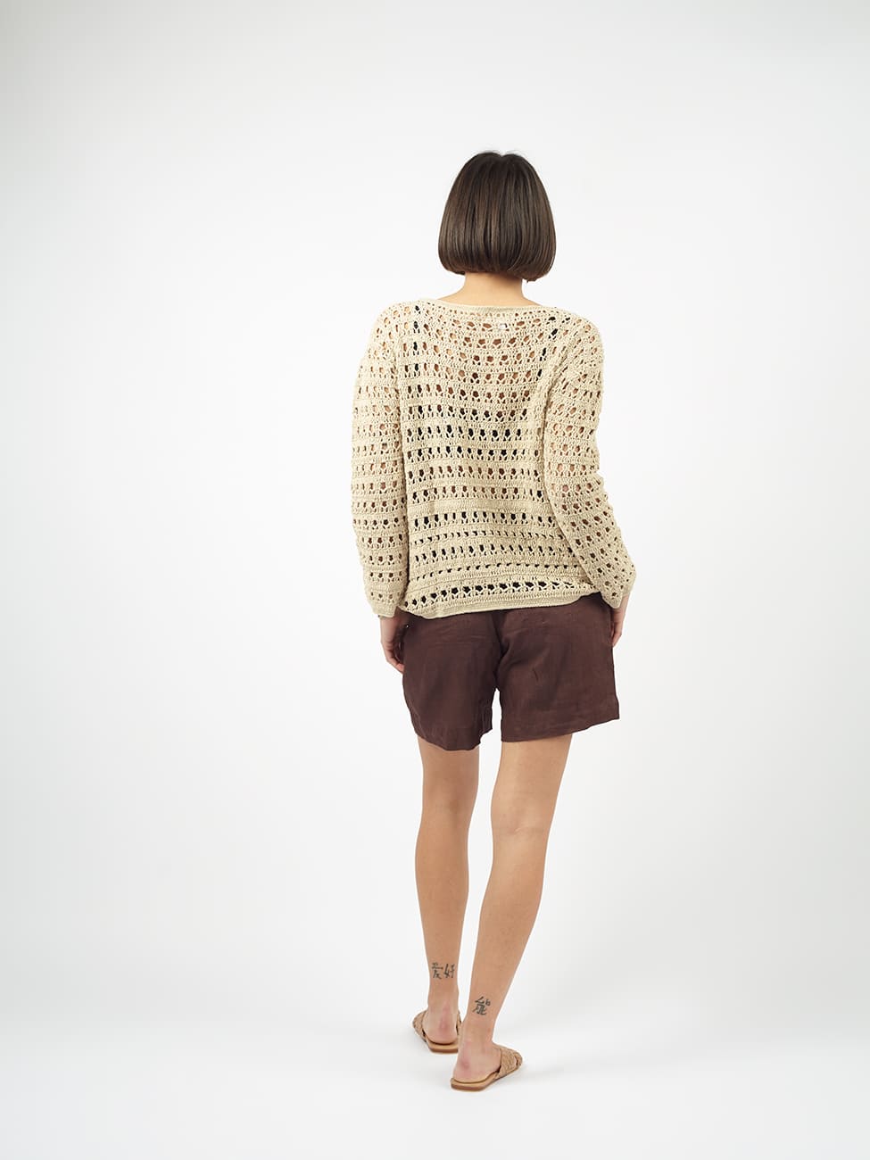 Maglia Crochet manica lunga Saeko - crema - Bijondo