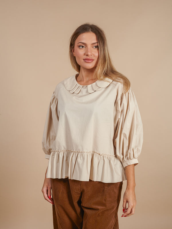 Maglia con colletto cotone Kuma-maglia-Bijondo-Beige-taglia unica-Bijondo