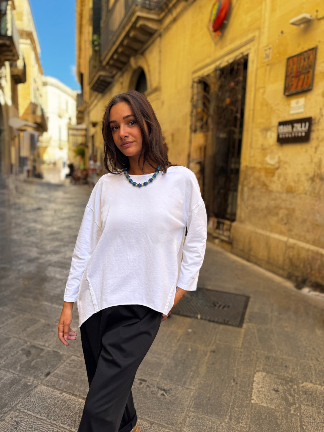 Maglia felpata oversized spacco posteriore Lisa-maglia-Bijondo-Bijondo