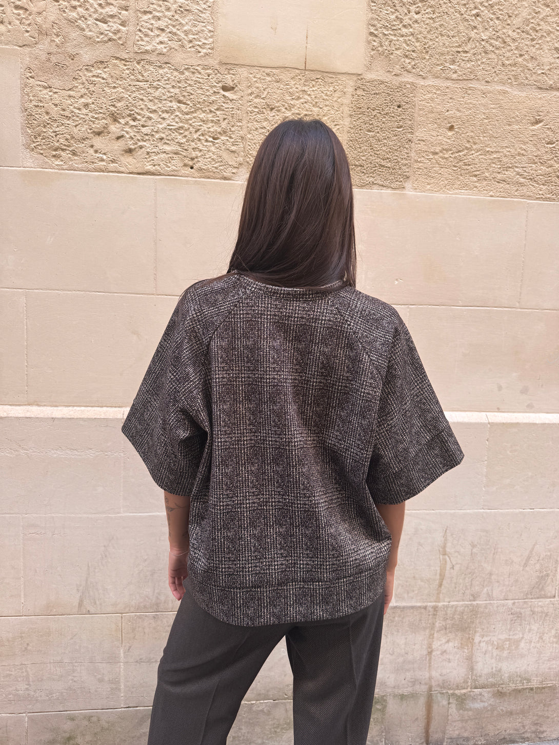 Maglia neoprene fantasia pied de poule Veronica-maglia-Bijondo-Bijondo