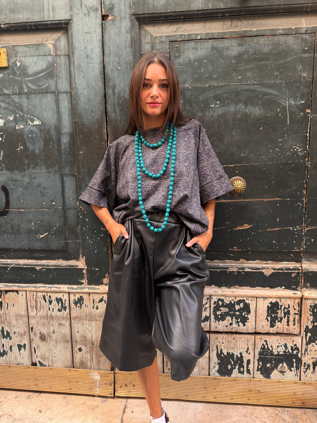 Maglia neoprene fantasia pied de poule Veronica-maglia-Bijondo-Bijondo