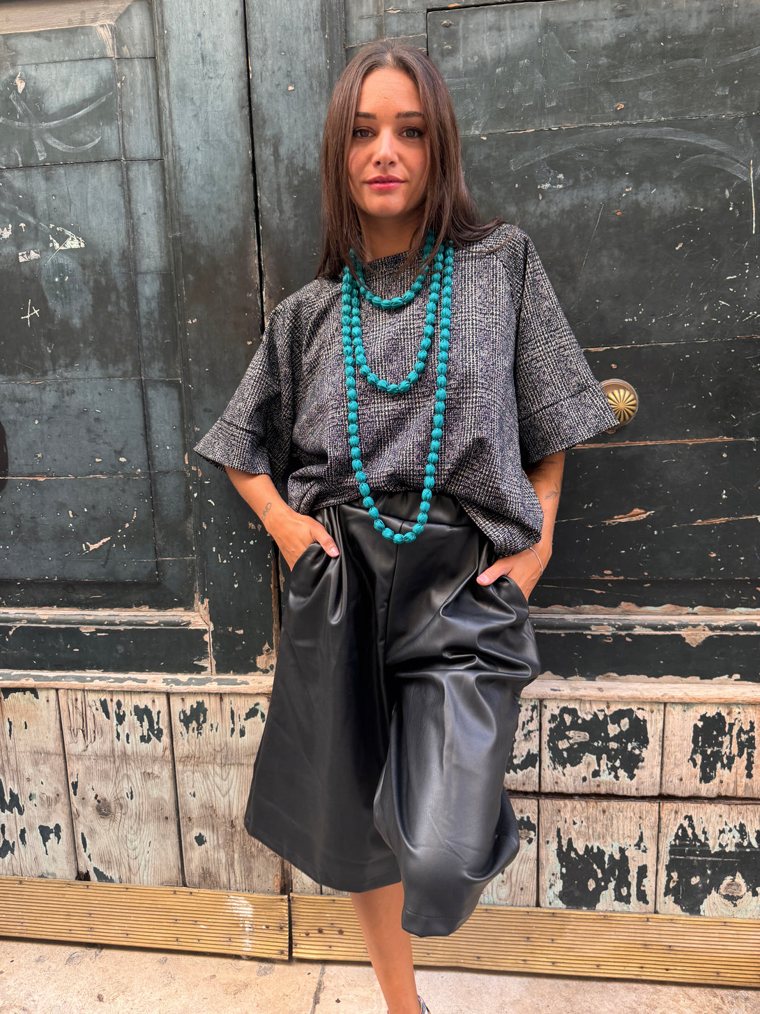 Maglia neoprene fantasia pied de poule Veronica-maglia-Bijondo-Bijondo