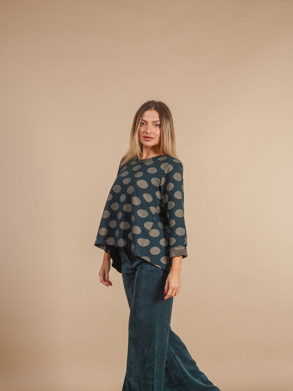 Maglia pois viscosa Aylin-maglia-Bijondo-Petrolio-taglia unica-Bijondo