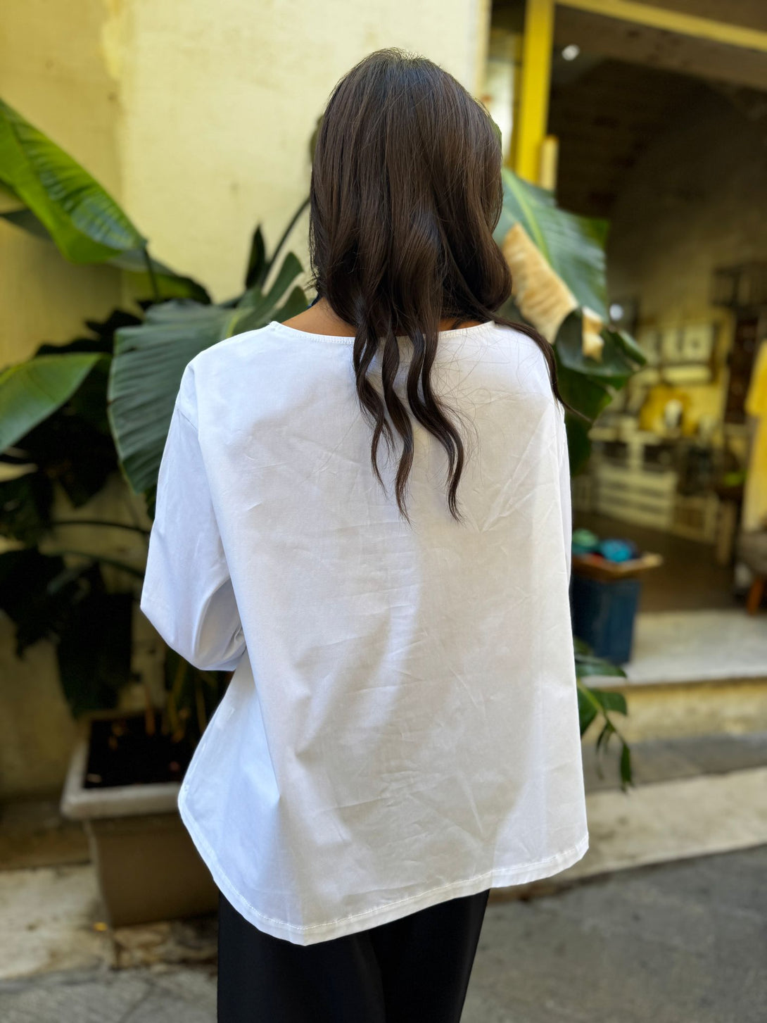 Maglia tinta unita svasata cotone Mina-top-Bijondo-Bijondo