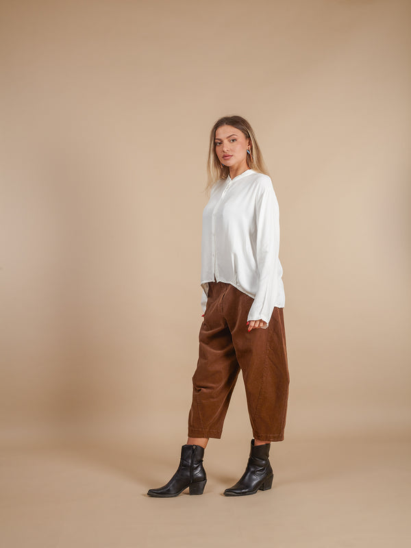 Maglia viscosa con bottoni, collo alla coreana Barbara-maglia-Bijondo-Bianco-S-Bijondo