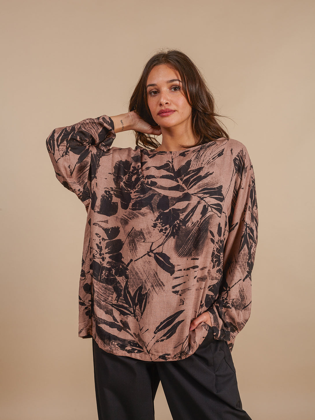 Maglia viscosa e lana Axelle-Maglia-Bijondo-Floreale-taglia unica-Bijondo