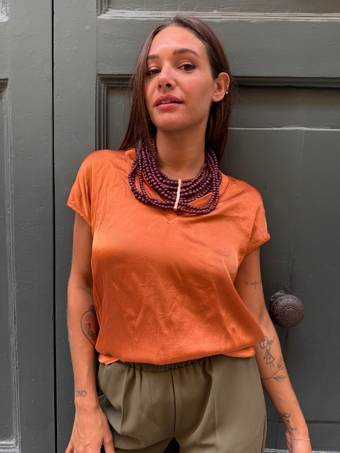 Maglietta viscosa raso Alice-maglia-Bijondo-Arancione-S-Bijondo