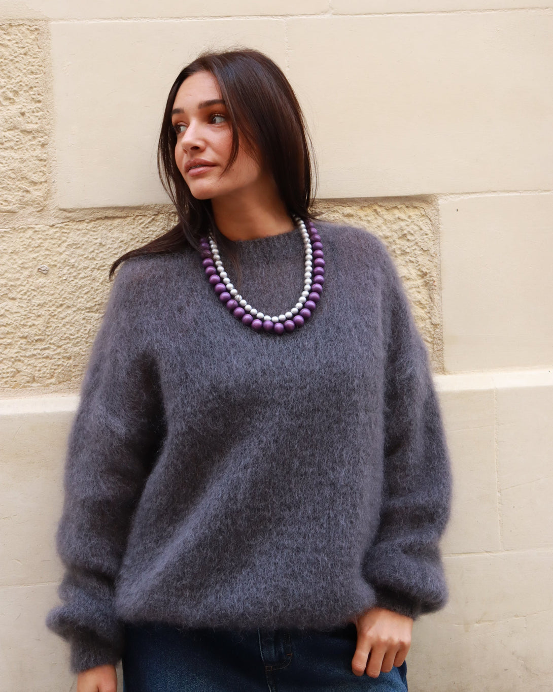 Maglione Kid Mohair Inga-Bijondo-Grigio-Bijondo