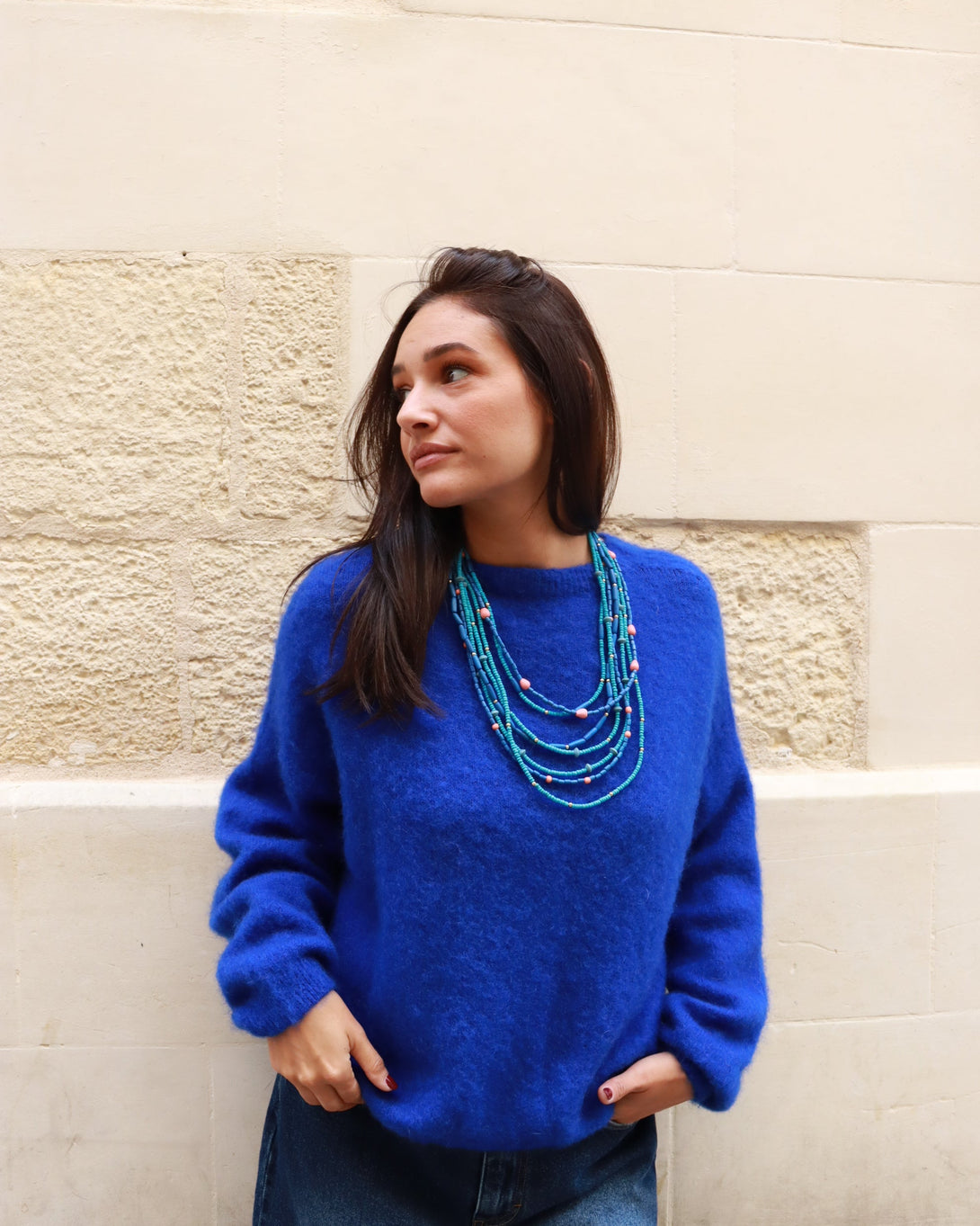 Maglione Kid Mohair e Lana Merino Liv-Maglione-Bijondo-Blu-taglia unica-Bijondo