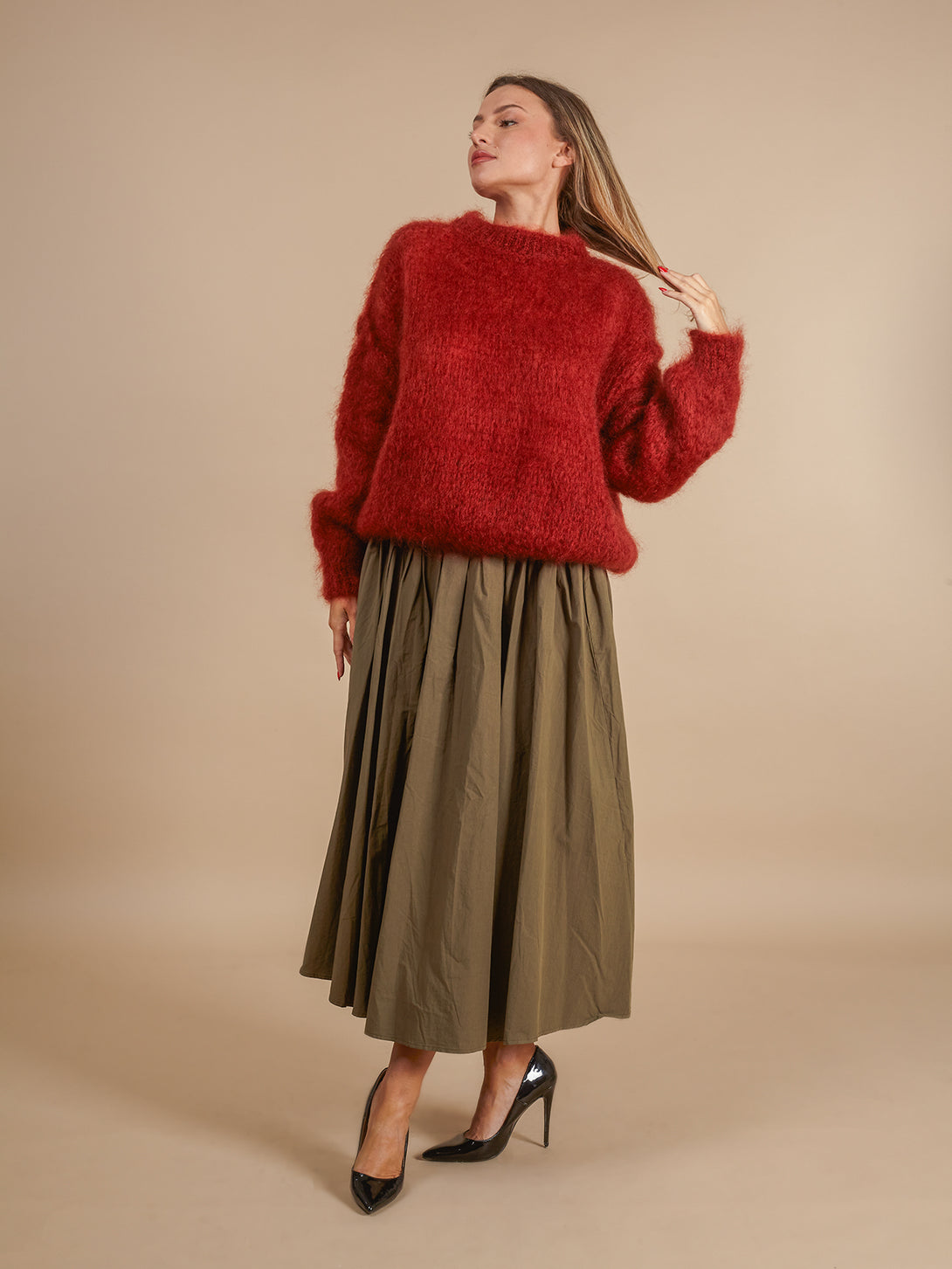 Maglione Kid Mohair morbido Halle-Maglione-Bijondo-ruggine-Taglia Unica-Bijondo