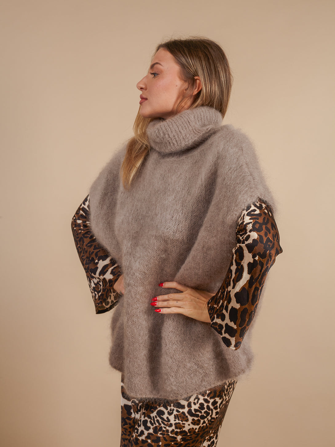 Maglione Lilo collo alto smanicato kid mohair-Maglione-Bijondo-Bijondo