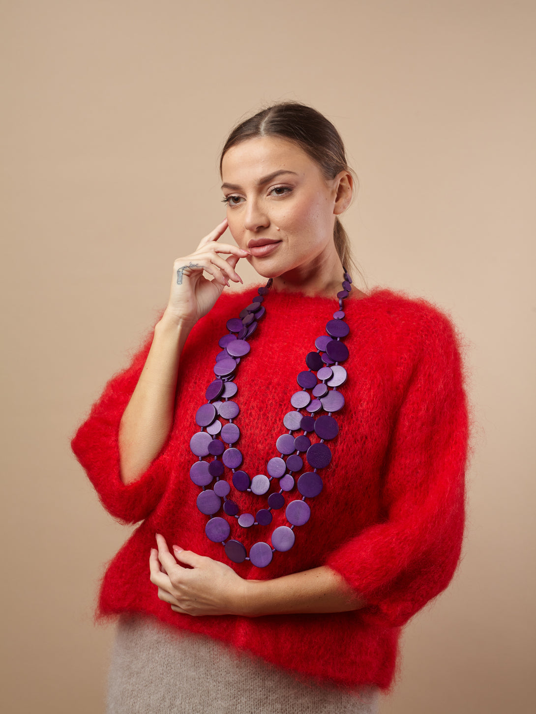 Maglione kid mohair Azzurra-Maglione-Bijondo-Rosso-taglia unica-Bijondo