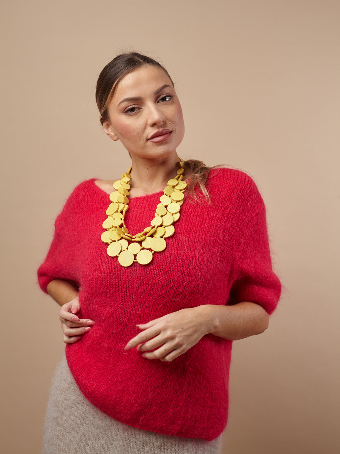 Maglione mezza manica con mohair e lana Brigitta-Maglione-Bijondo-Fucsia-taglia unica-Bijondo