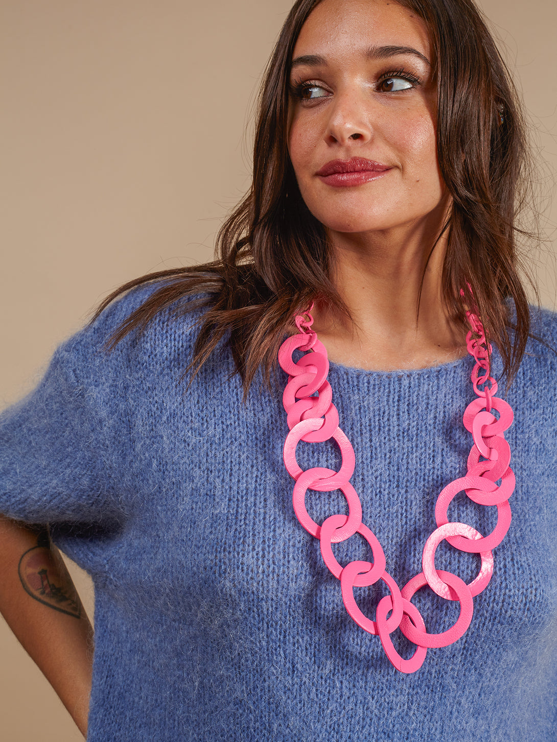 Maglione mezza manica con mohair e lana Brigitta-Maglione-Bijondo-Indaco-taglia unica-Bijondo