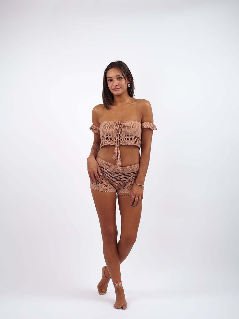 Mini shorts Crochet Beatrice - nocciola - Bijondo