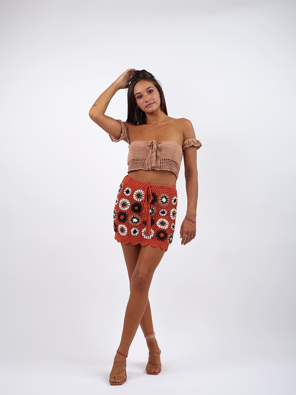 Mini Gonna Crochet Leila - arancione - Bijondo