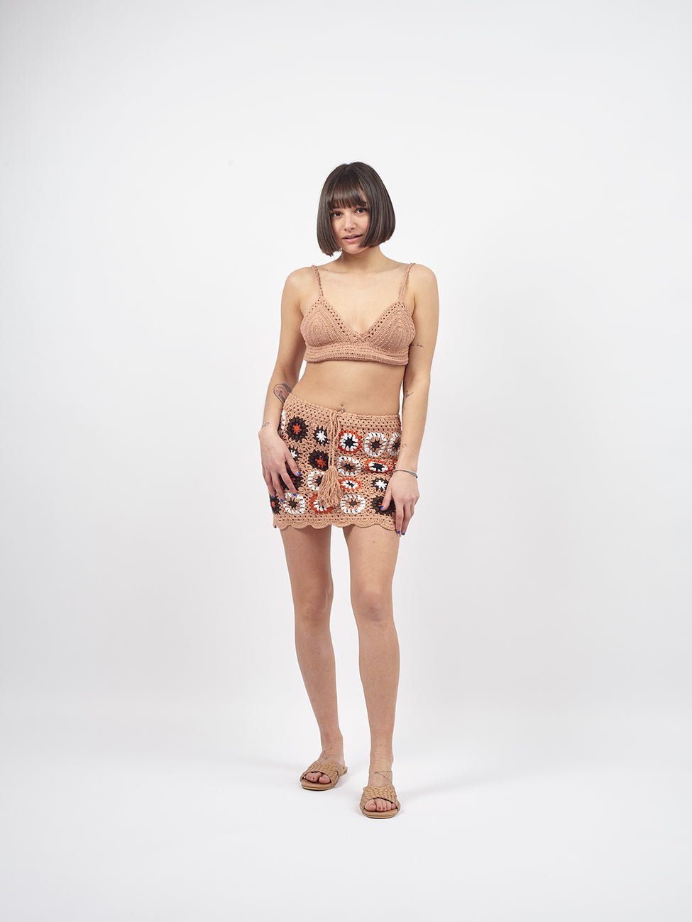 Mini Gonna Crochet Leila - nocciola - Bijondo