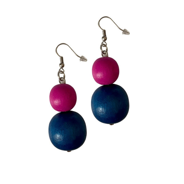 Orecchini Albania legno - fucsia - Bijondo