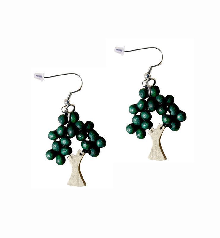 Orecchini Albero legno - verde chiaro - Bijondo