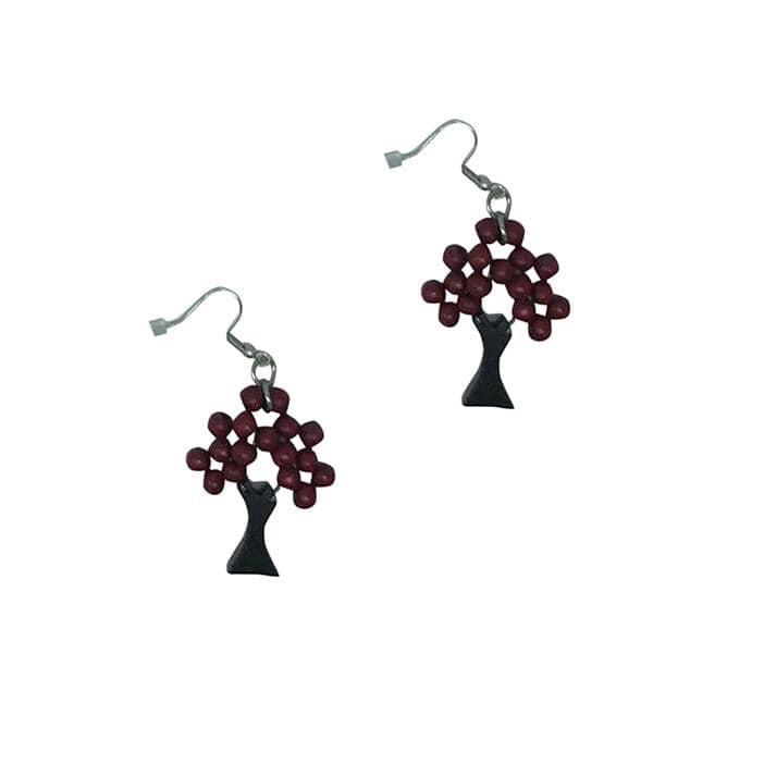 Orecchini Albero legno - bordeaux - Bijondo