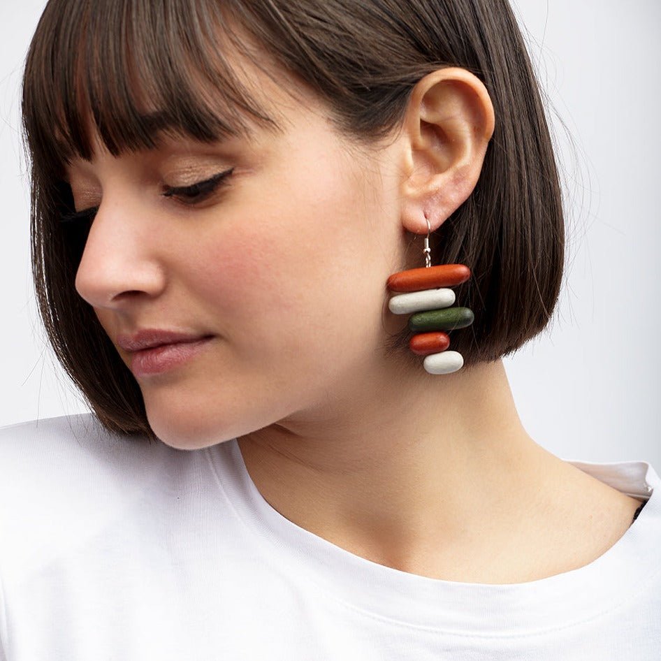 Orecchini Bahamas legno - verde - Bijondo