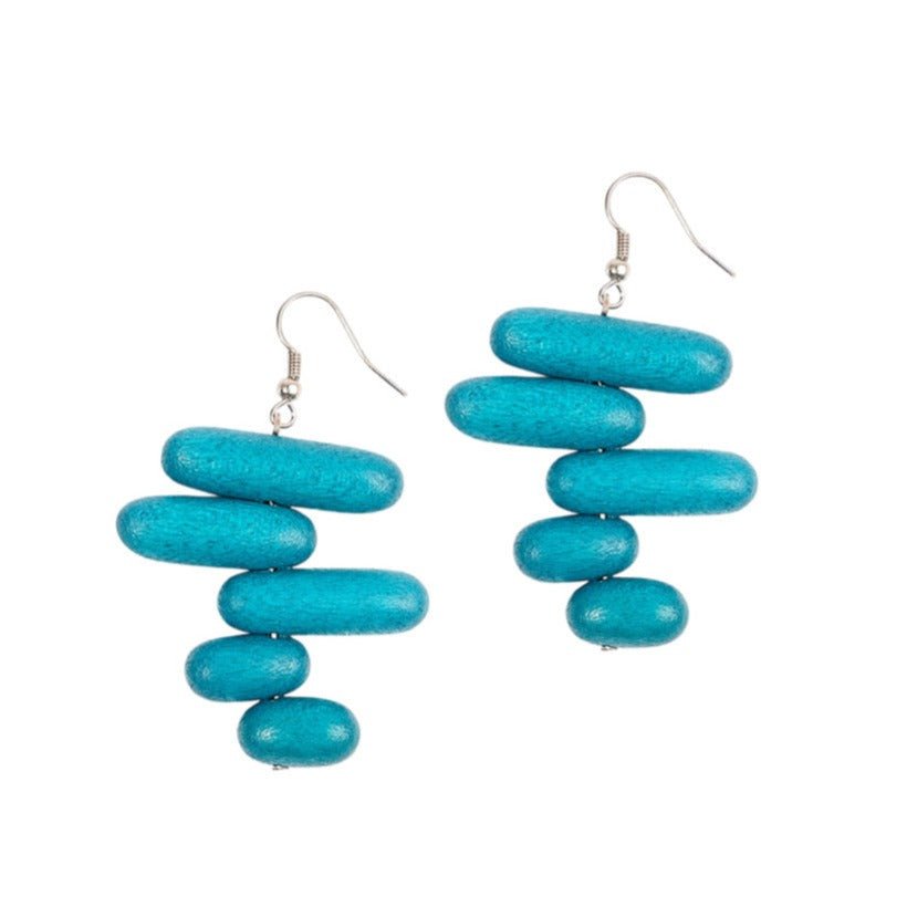 Orecchini Bahamas legno - azzurro - Bijondo