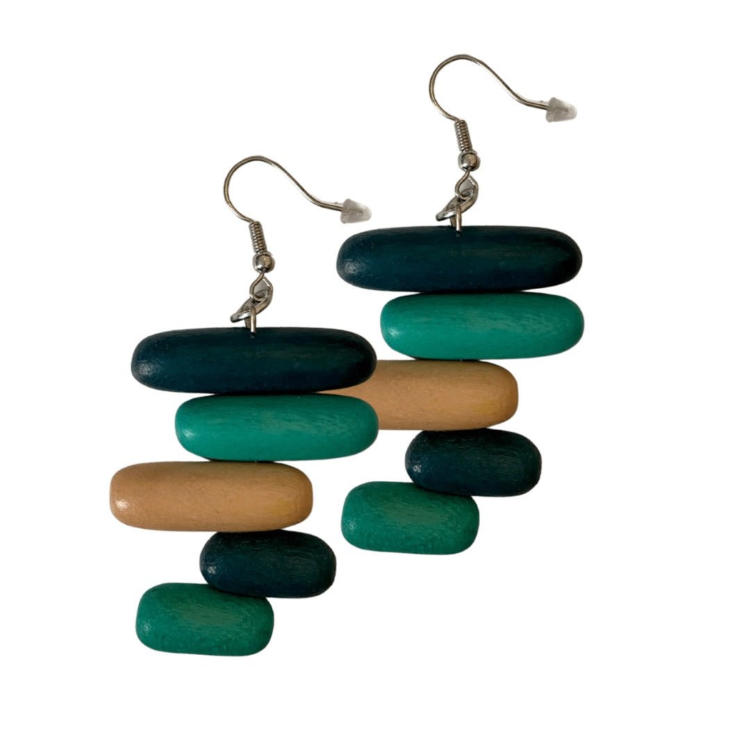 Orecchini Bahamas legno - petrolio - Bijondo