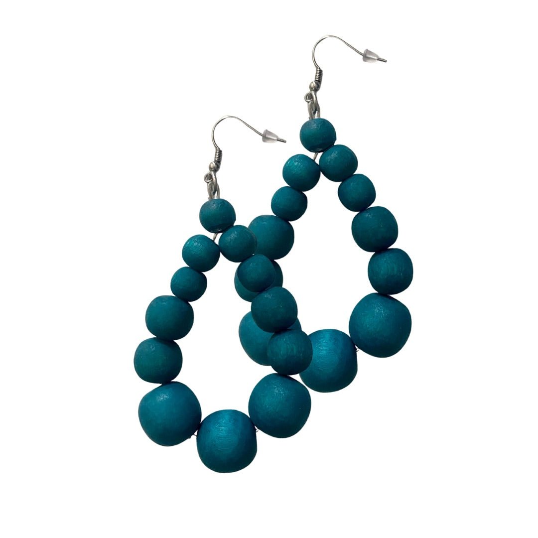 Orecchini Brasile Big legno - petrolio - Bijondo