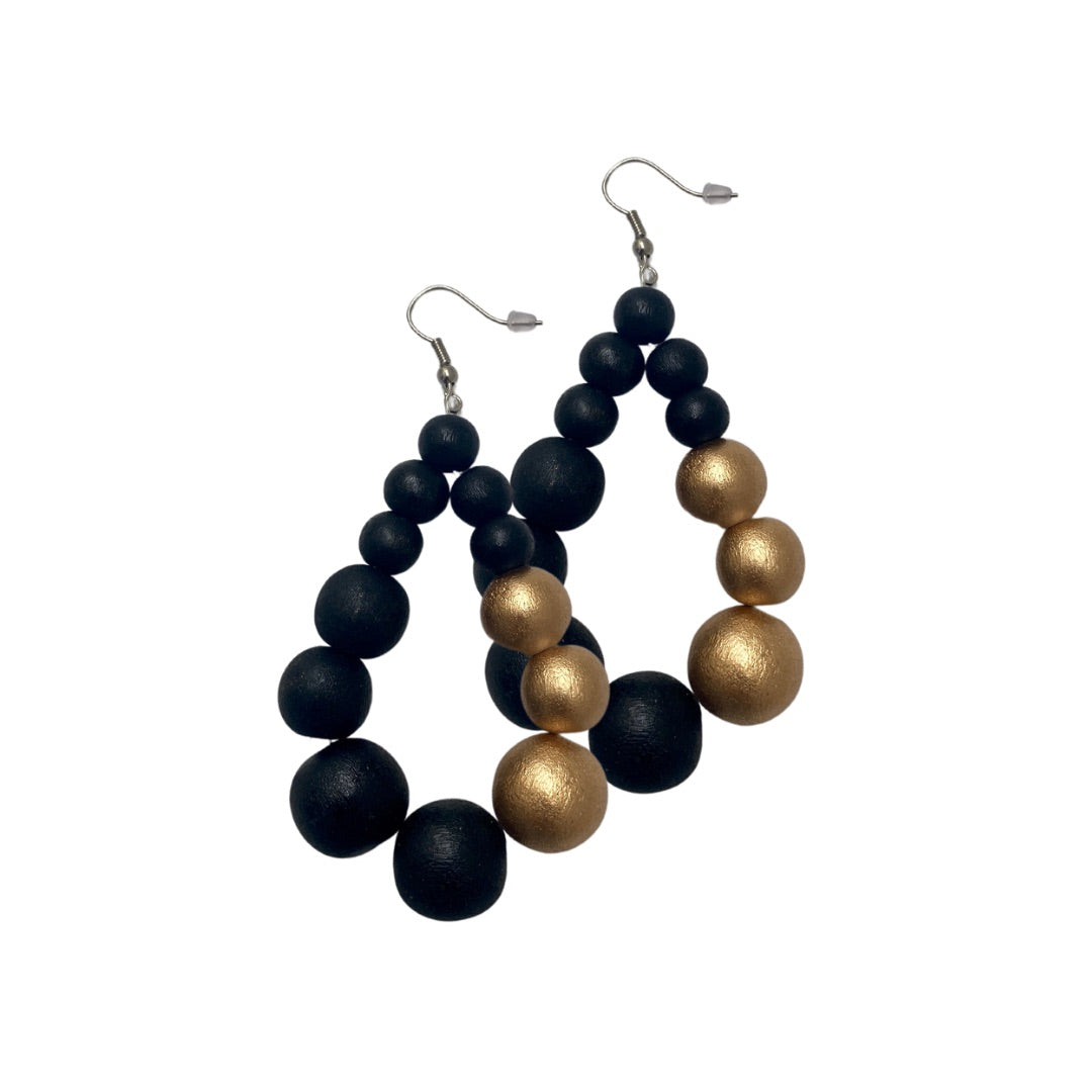 Orecchini Brasile Big legno Metallic-nero-Bijondo