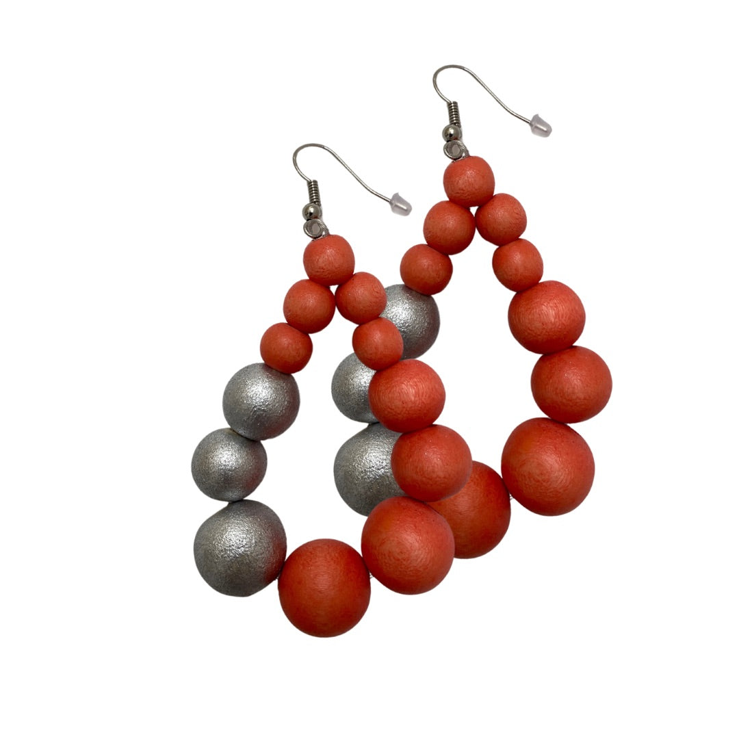 Orecchini Brasile Big legno Metallic-arancione-Bijondo