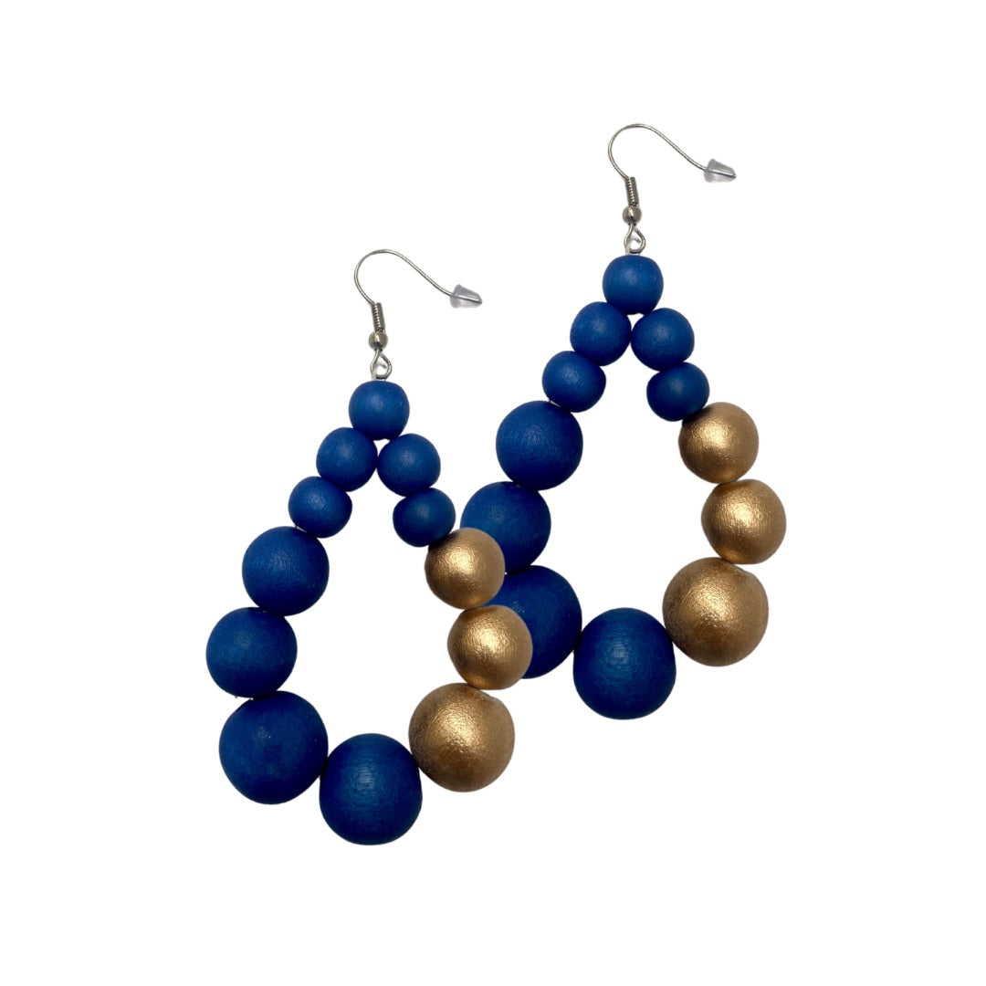 Orecchini Brasile Big legno Metallic-blu elettrico-Bijondo