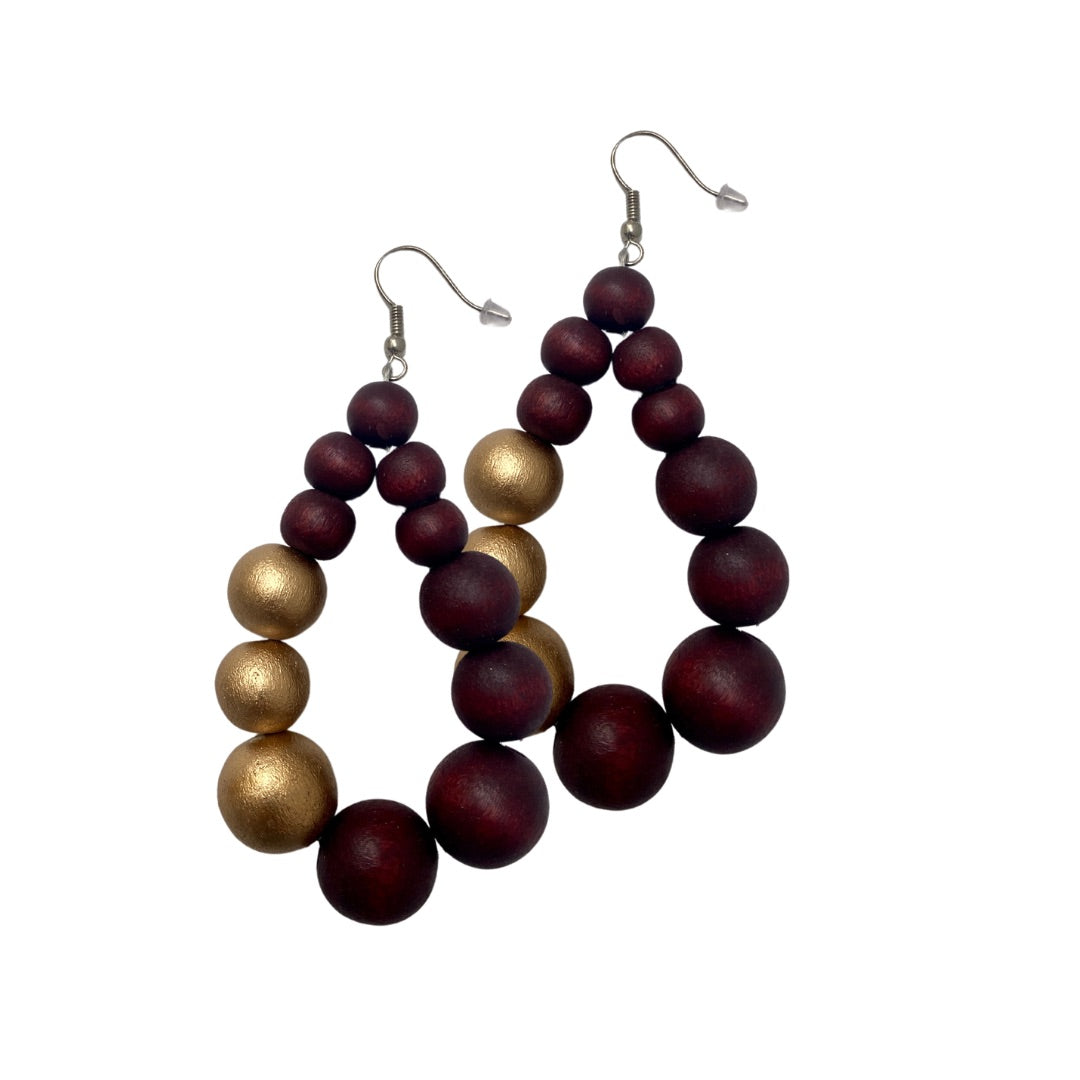 Orecchini Brasile Big legno Metallic-bordeaux-Bijondo