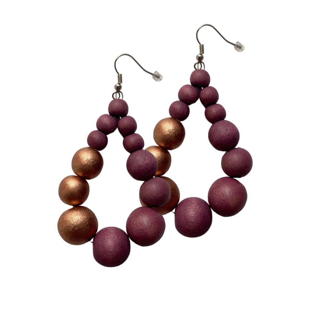 Orecchini Brasile Big legno Metallic-ciclamino-Bijondo