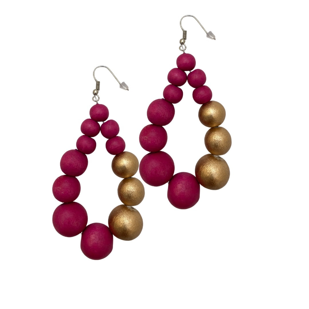 Orecchini Brasile Big legno Metallic-fucsia-Bijondo