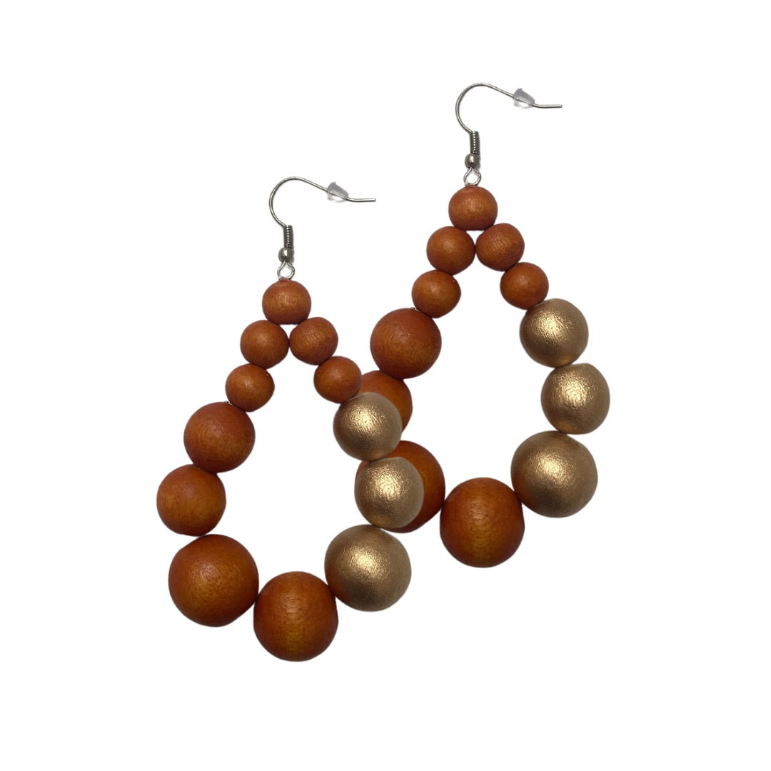 Orecchini Brasile Big legno Metallic-ocra-Bijondo