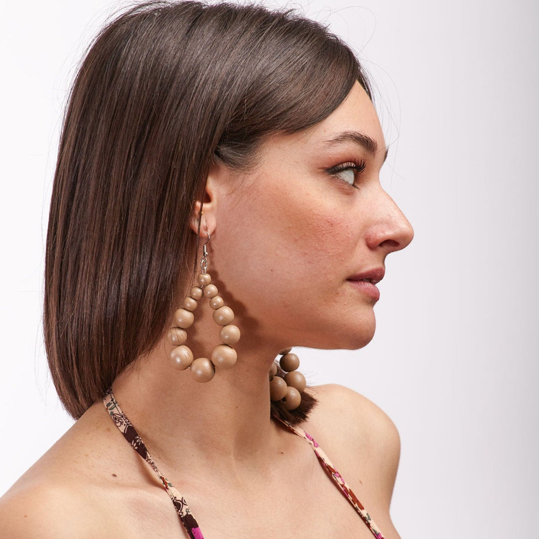 Orecchini Brasile Big legno Metallic-perlato-Bijondo