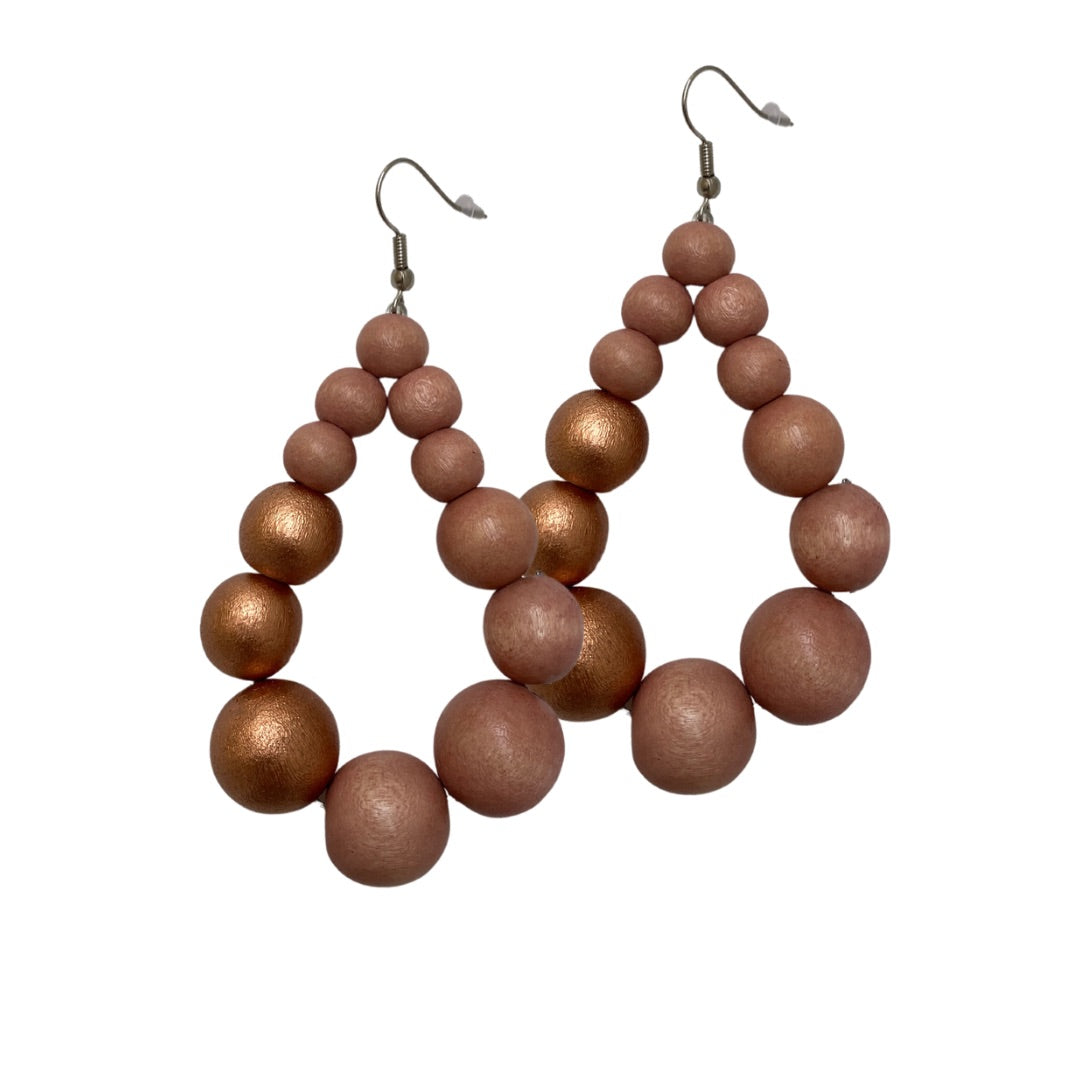 Orecchini Brasile Big legno Metallic-rosa quarzo-Bijondo