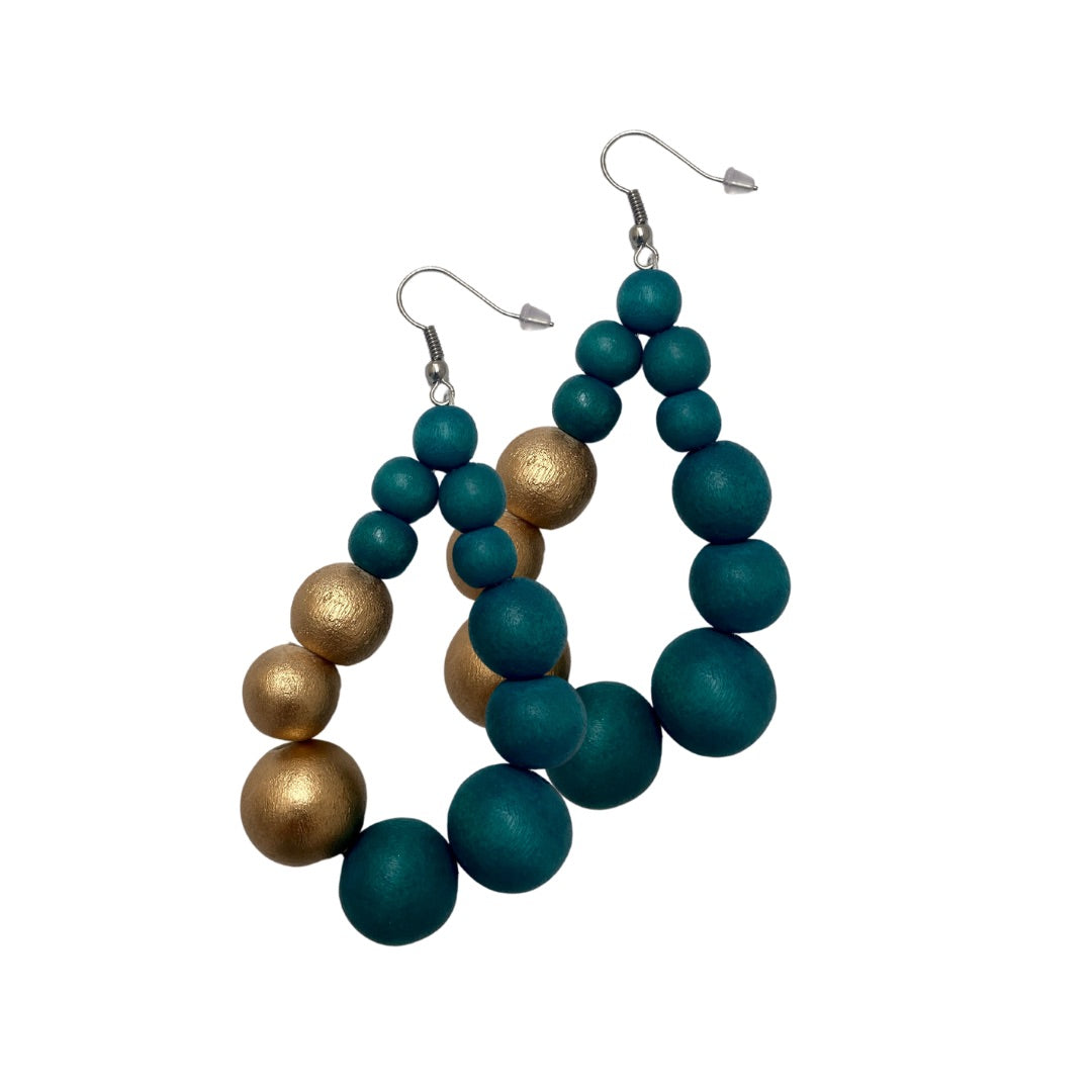 Orecchini Brasile Big legno Metallic-smeraldo-Bijondo