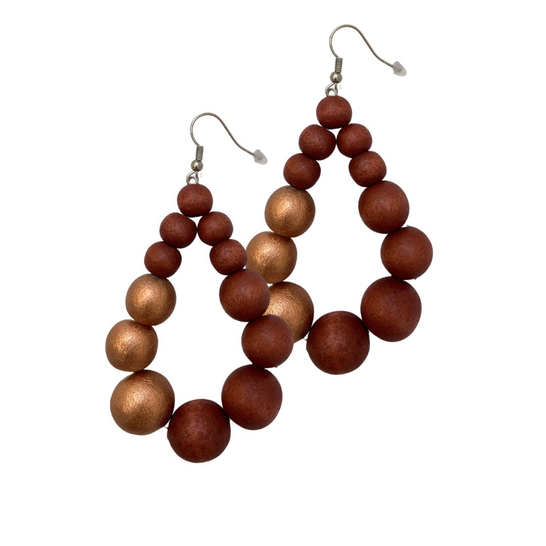 Orecchini Brasile Big legno Metallic-terra-Bijondo