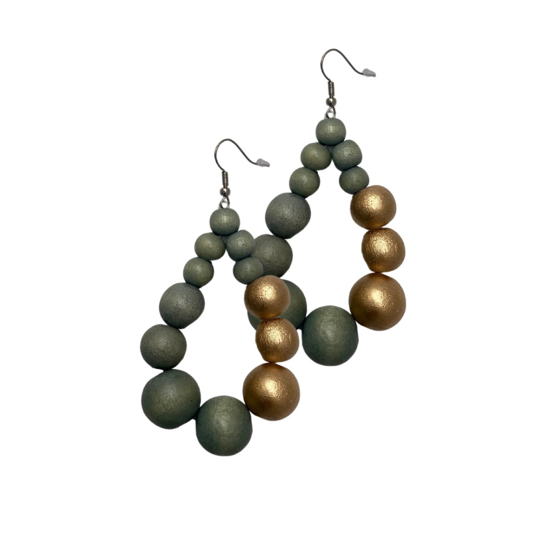 Orecchini Brasile Big legno Metallic-verde-Bijondo