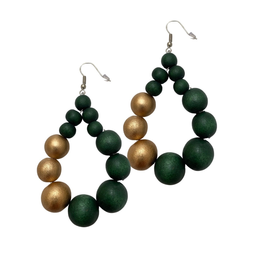 Orecchini Brasile Big legno Metallic-verde bosco-Bijondo