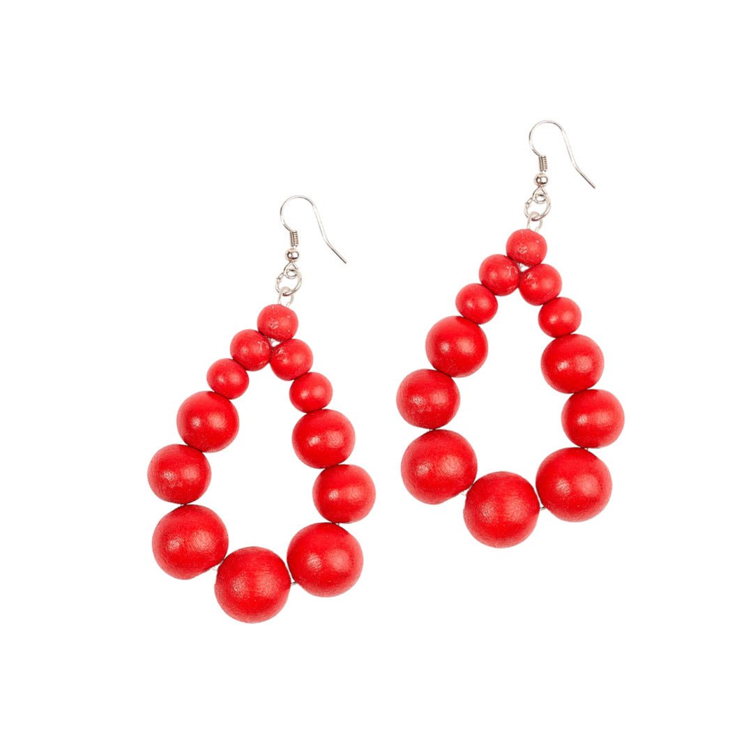 Orecchini Brasile Big legno - rosso valentino - Bijondo