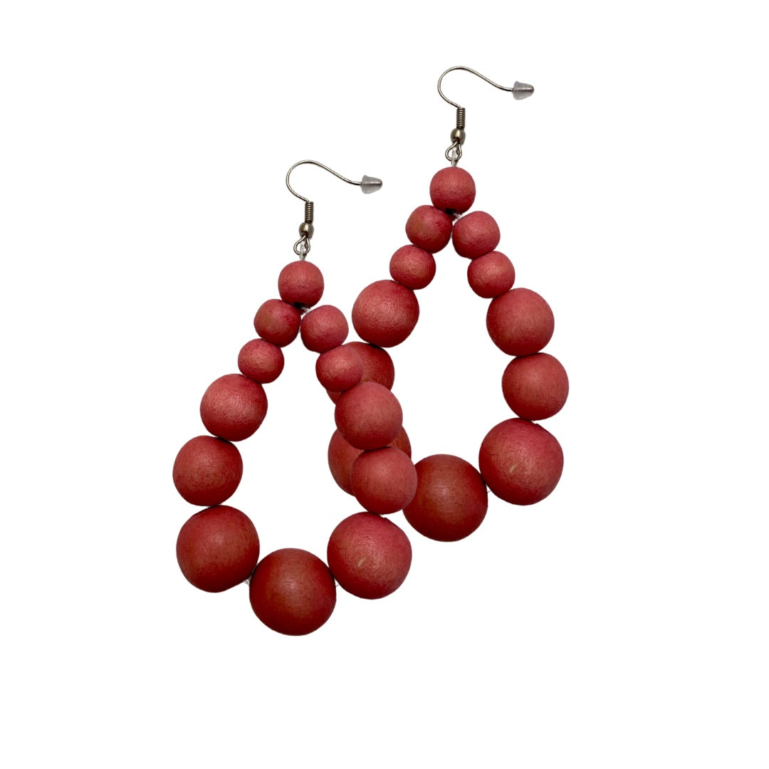 Orecchini Brasile Big legno-salmone-Bijondo