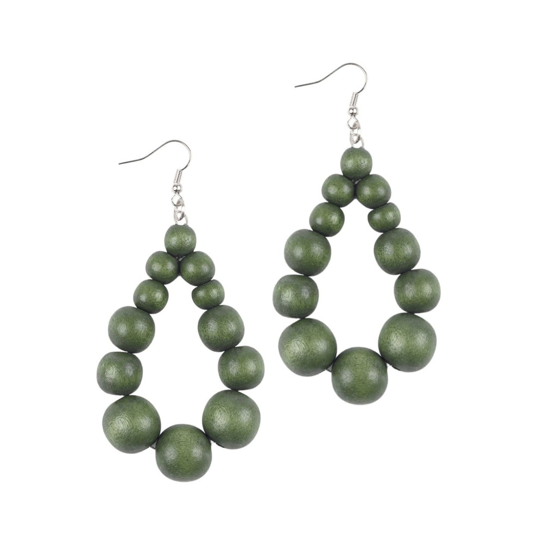 Orecchini Brasile Big legno - verde oliva - Bijondo