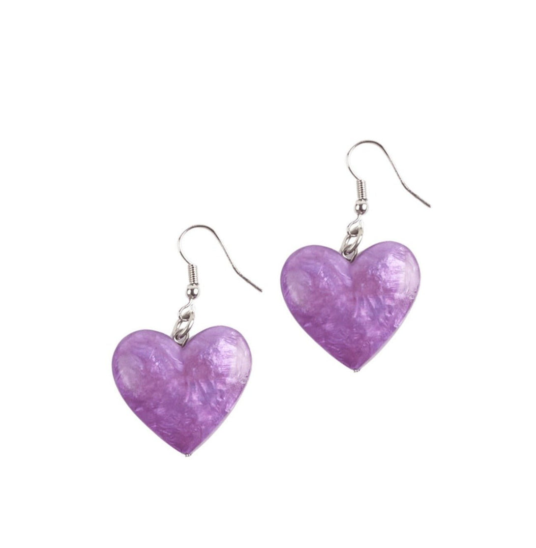 Orecchini Cuore resina - viola - Bijondo