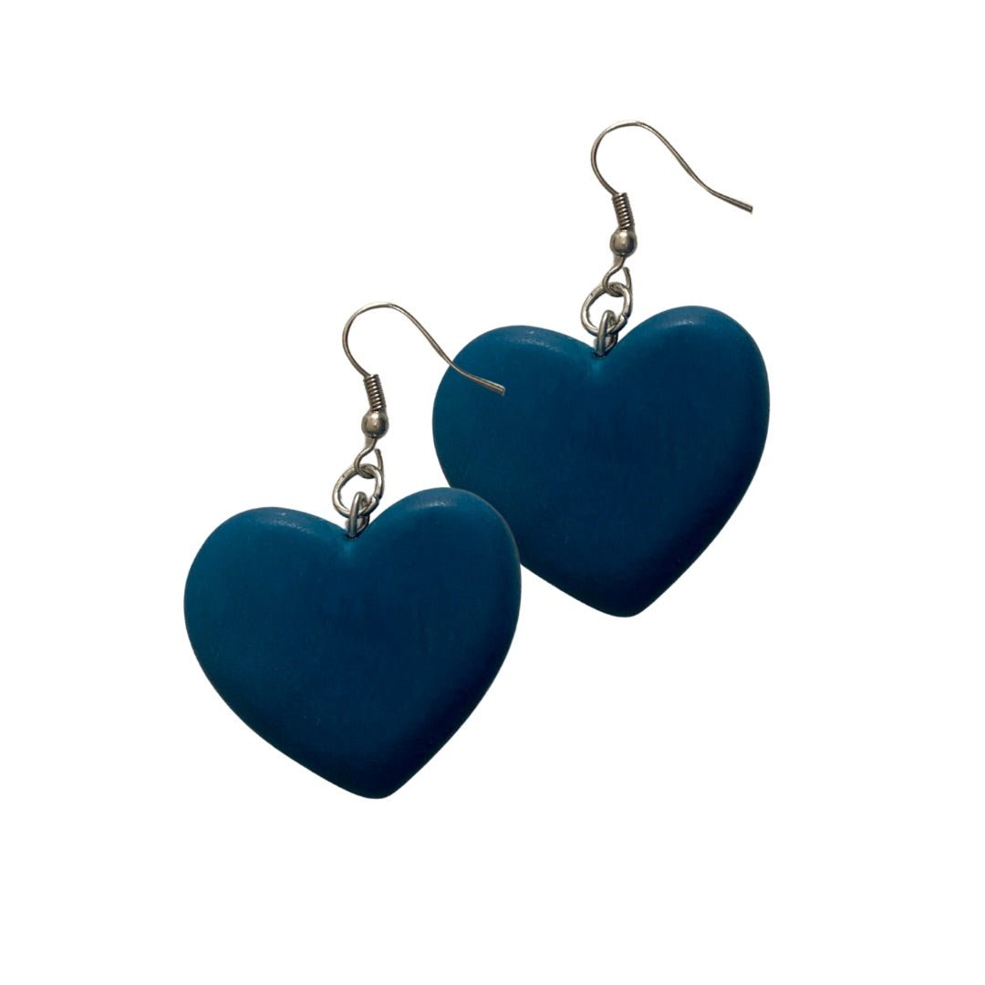 Orecchini Cuori legno - ottanio - Bijondo