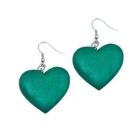 Orecchini Cuori legno - verde - Bijondo