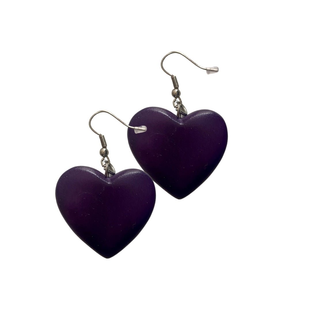 Orecchini Cuori legno - viola - Bijondo